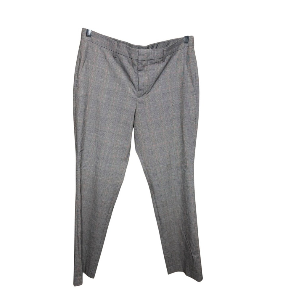 Express Performance Mens Slim Fit Glen Plaid Dress Pants Gray Red 30x30 Stretch